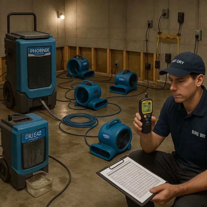 Structural Drying and Dehumidification process in Kensett, AR